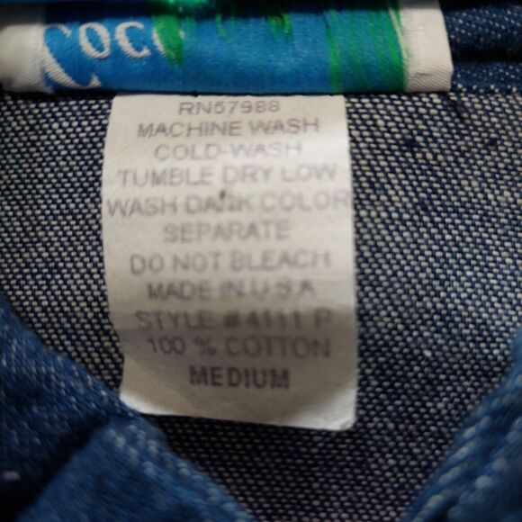 Vintage Coco Bay Miami Women Zip Jacket Denim 80s Medium Damaged Zipper Grandma - Picture 4 of 15